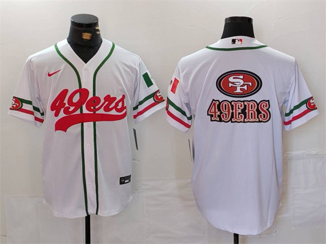 Men's San Francisco 49ers Team Big Logo White With Patch Cool Base Stitched Baseball Jersey Men's San Francisco 49ers Team Big Logo White With Patch Cool Base Stitched Baseball Jersey